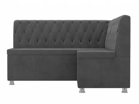Кухонный угловой диван Мирта Велюр Серый левый угол