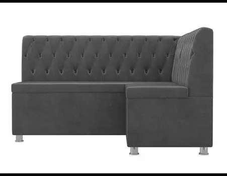 Кухонный угловой диван Мирта Велюр Серый правый угол