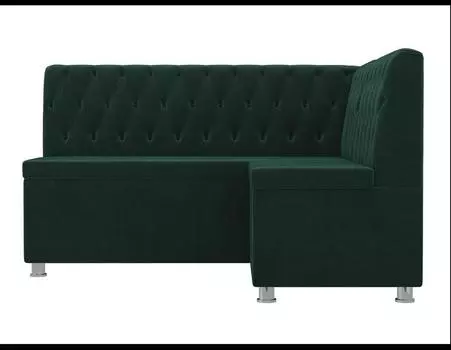 Кухонный угловой диван Мирта Велюр Зелёный правый угол