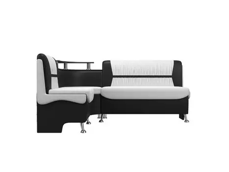Кухонный угловой диван Сидней Экокожа Белый/Чёрный левый