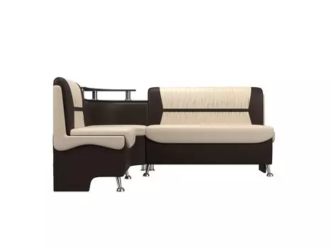 Кухонный угловой диван Сидней Экокожа Бежевый/Коричневый левый