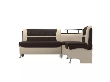 Кухонный угловой диван Сидней Экокожа Коричневый/Бежевый правый