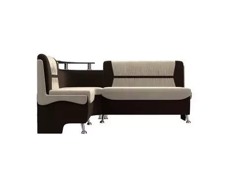 Кухонный угловой диван Сидней Микровельвет Бежевый/Коричневый левый