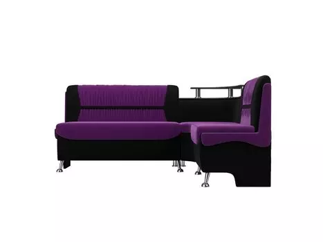 Кухонный угловой диван Сидней Микровельвет Фиолетовый/Чёрный правый