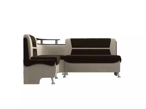 Кухонный угловой диван Сидней Микровельвет Коричневый/Бежевый левый