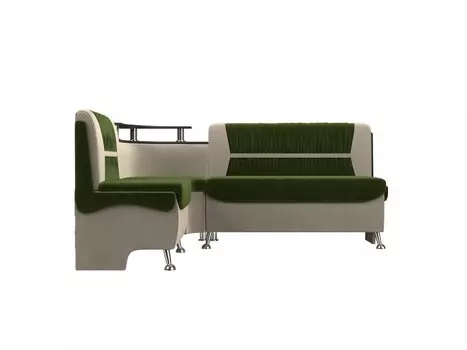 Кухонный угловой диван Сидней Микровельвет Зелёный/Бежевый левый