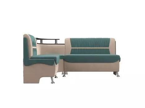 Кухонный угловой диван Сидней Велюр Бирюза/Бежевый левый
