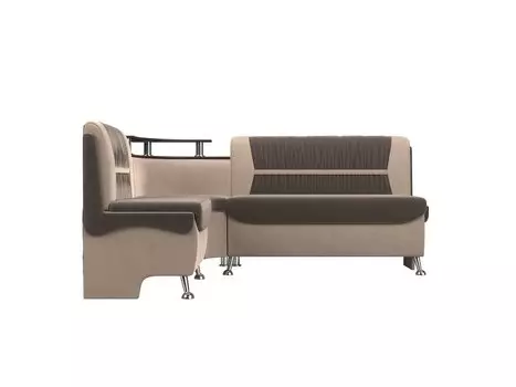 Кухонный угловой диван Сидней Велюр Коричневый/Бежевый левый