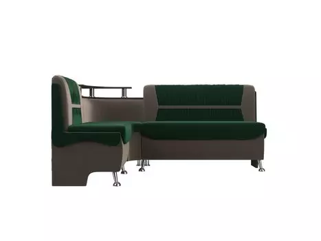 Кухонный угловой диван Сидней Велюр Зелёный/Бежевый левый