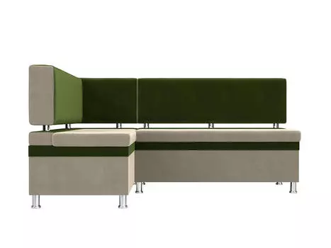 Диван кухонный угловой Стайл левый Микровельвет Бежевый Зеленый