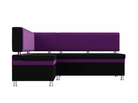 Диван кухонный угловой Стайл левый Микровельвет Черный Фиолетовый