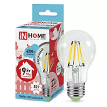 Лампа светодиодная LED-A60-deco 9Вт 230В Е27 4000К 810Лм прозрачная