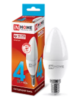 Лампа светодиодная LED-СВЕЧА-VC 4Вт 230В Е14 4000К 360Лм IN HOME