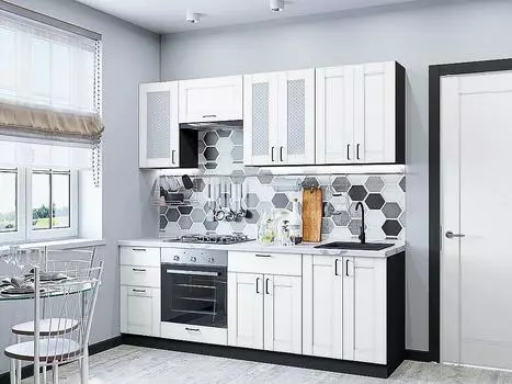Кухня Прямая Лофт-01 Super White/Graphite 2140*2200*600
