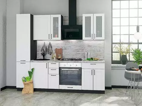 Кухня Прямая Лофт-02 Super White/Graphite 2140*2400*600