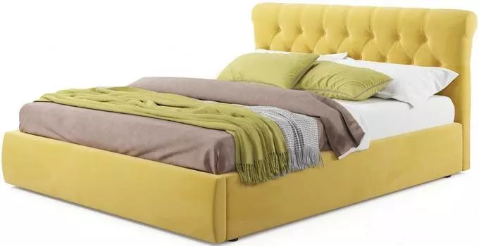 Мягкая кровать Ameli 1400 желтая с подъемным механизмом