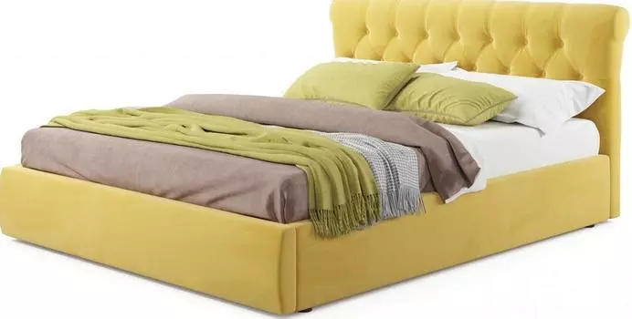 Мягкая кровать Ameli 1800 желтая с подъемным механизмом