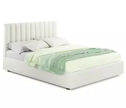 Мягкая кровать Olivia 1600 бежевая с ортопедическим основанием