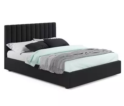 Мягкая кровать Olivia 1600 темная с ортопедическим основанием