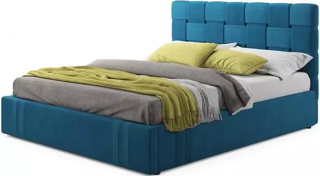 Мягкая кровать Tiffany 1600 синяя с подъемным механизмом