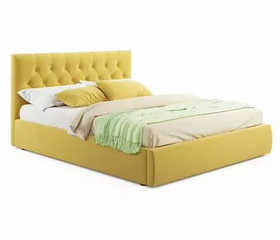 Мягкая кровать Verona 1400 желтая с подъемным механизмом