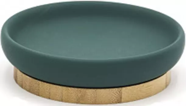 Мыльница Fancy, темно-зеленая, керамика / бамбук