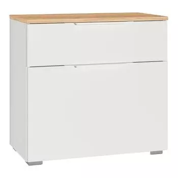 Октава Тумба для обуви 16.127 Белый PE шагрень, Дуб Золотой CRAFT, белая шагрень 4101 ПВХ