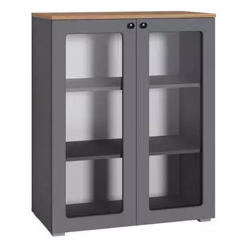 Остин Шкаф-витрина 16.394.01 Серый Графит, Дуб Золотой Крафт