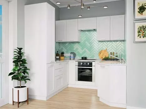 П-образная кухня Лофт-05 Snow Veralinga/Белый