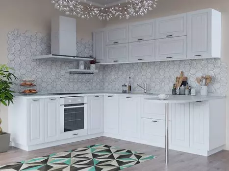 П-образная кухня Прага-18 Белое дерево