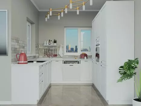 П-образная кухня Прага-19 Белое дерево