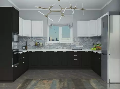 П-образная кухня Прага-20 Венге Премиум/Белое дерево Graphite