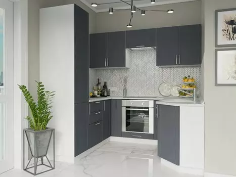 П-образная кухня Сканди-05 Graphite Softwood/Белый