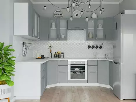 П-образная кухня Сканди-06 Grey Softwood/Белый