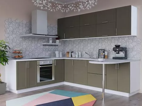 П-образная кухня Сканди-07 Cappuccino Wood/Белый