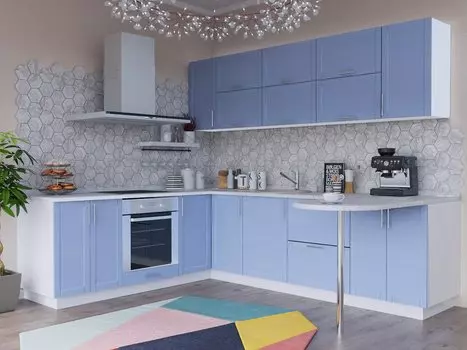 П-образная кухня Сканди-07 Sky Wood/Белый