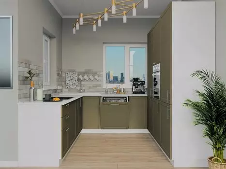 П-образная кухня Сканди-08 Cappuccino Wood/Белый