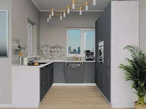 Модульная кухня Сканди Graphite Softwood/Белый 2400 мм/2580