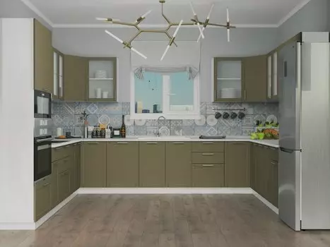 П-образная кухня Сканди-09 Cappuccino Wood/Белый