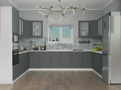 Модульная кухня Сканди Graphite Softwood/Белый 2700 мм/3780