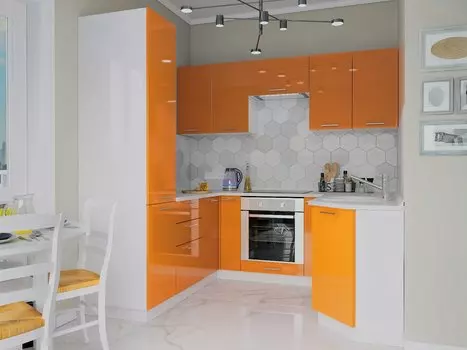 П-образная кухня Валерия-М-07 Оранжевый глянец/Белый