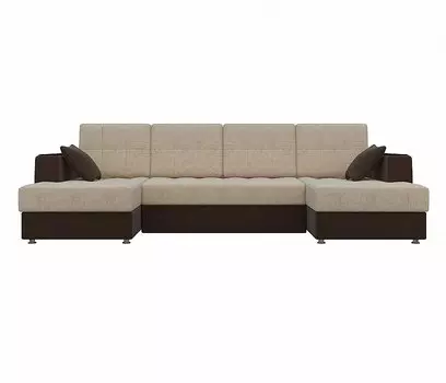 Диван п-образный Амир Микровельвет Бежевый Коричневый