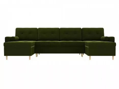 Диван п-образный Белфаст Вельвет Зелёный