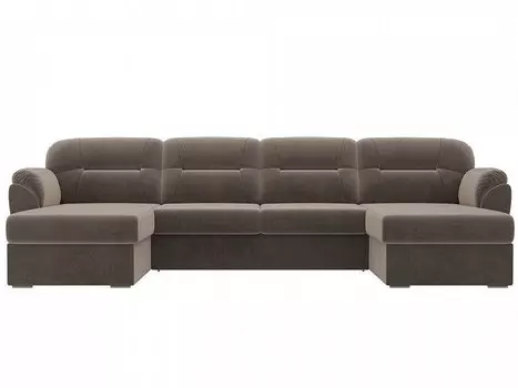 Диван п-образный Бостон Велюр Коричневый