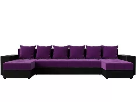 П-образный диван Дубай Микровельвет Фиолетовый/Черный