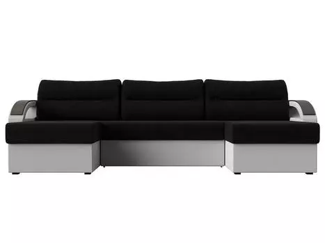 Диван п-образный Форсайт Микровельвет Черный Белый