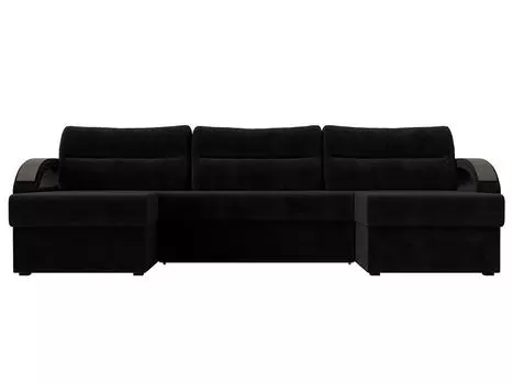 Диван п-образный Форсайт Велюр Черный