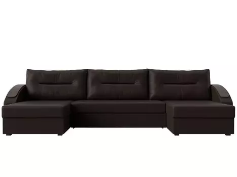 Диван п-образный Канзас Экокожа Коричневый