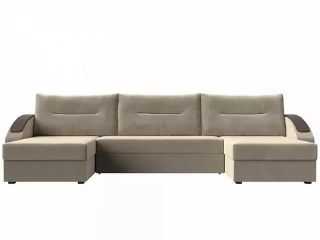 Диван п-образный Канзас Микровельвет Бежевый