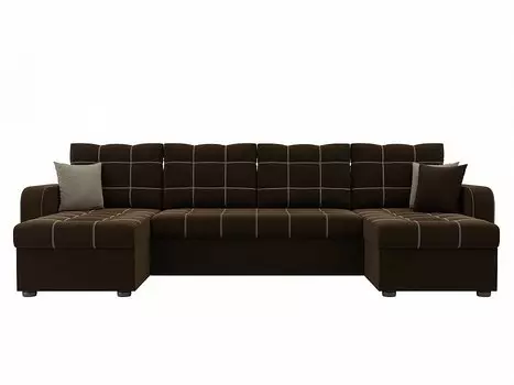 Диван п-образный Ливерпуль Микровельвет Коричневый